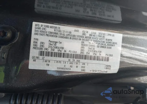 2018 Ford Focus Se из США, поврежденный, VIN 1FADP3F2XJL300061